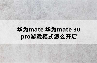 华为mate 华为mate 30pro游戏模式怎么开启